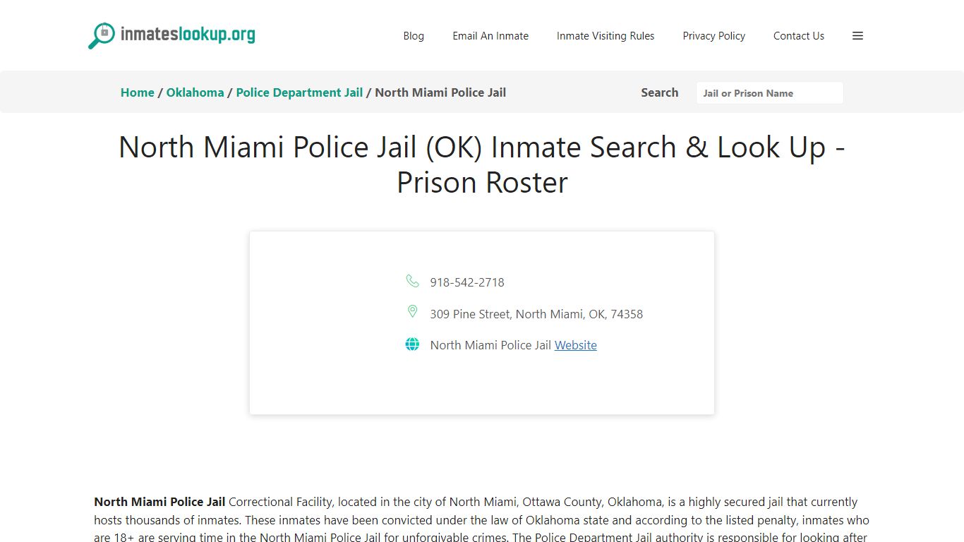 North Miami Police Jail (OK) Inmate Search & Look Up - Prison Roster